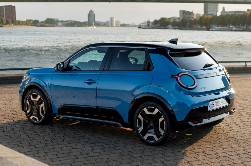 Blue Nissan Micra rear quarter left