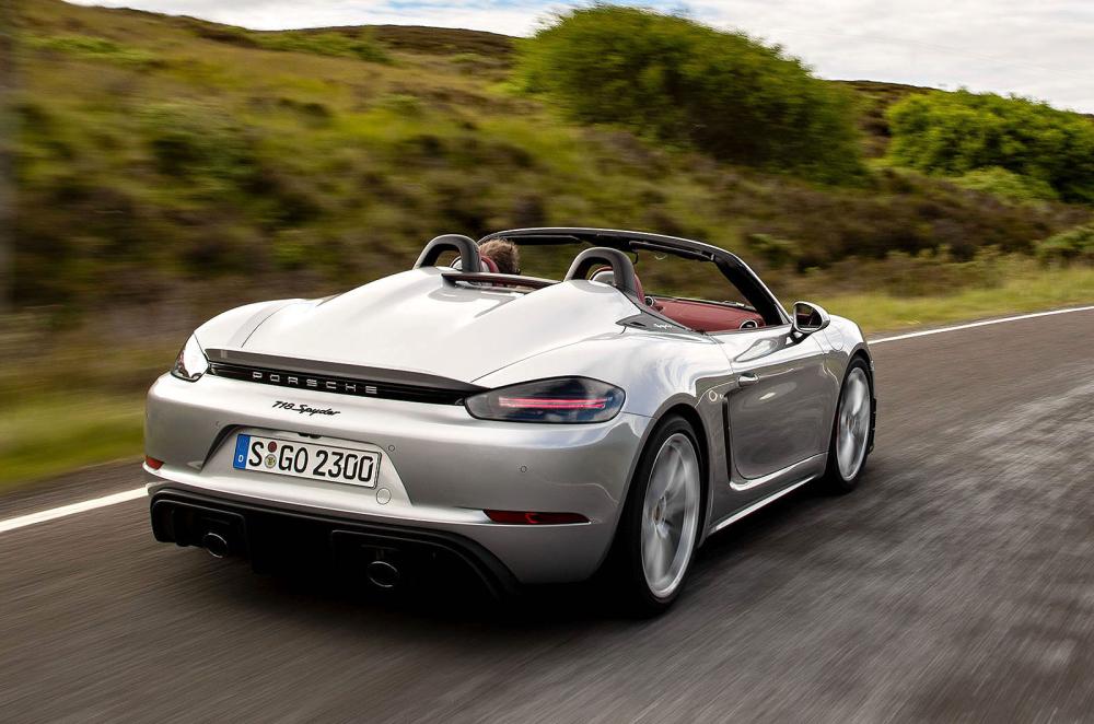 Porsche 718 Boxster Spyder rear right driving