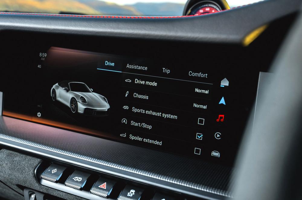 Porsche 911 Cabriolet infotainment touchscreen