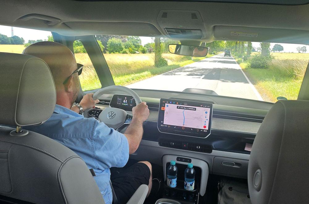 Stuart Milne test driving VW ID Buzz LWB