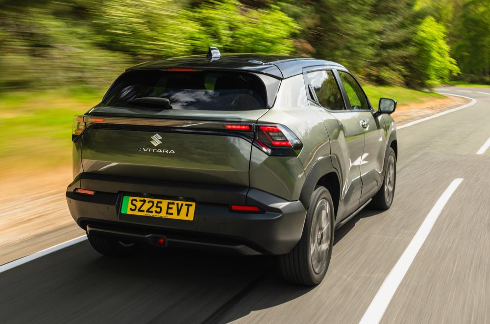 Suzuki eVitara driving rear right