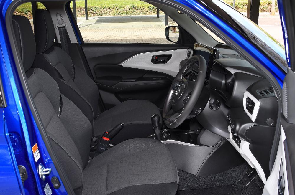 Blue Suzuki Swift Hybrid front seats
