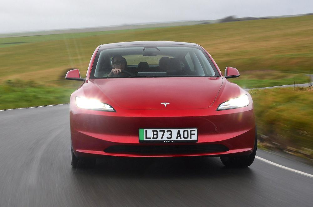 Tesla Model 3 front driving