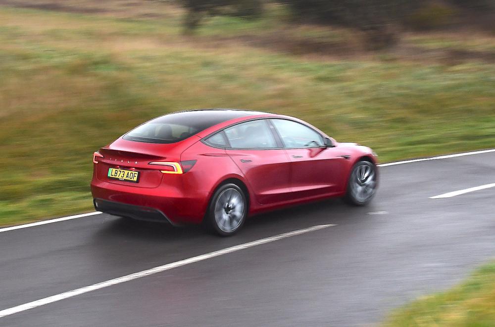 Tesla Model 3 rear right driving