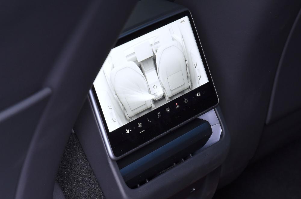 Tesla Model Y rear infotainment touchscreen