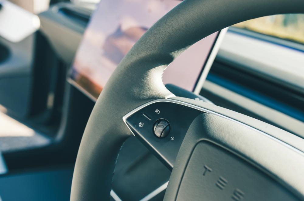 Tesla Model Y steering wheel detail