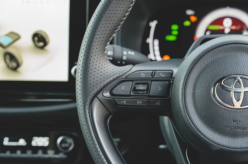 Toyota Aygo X Hybrid steering wheel detail