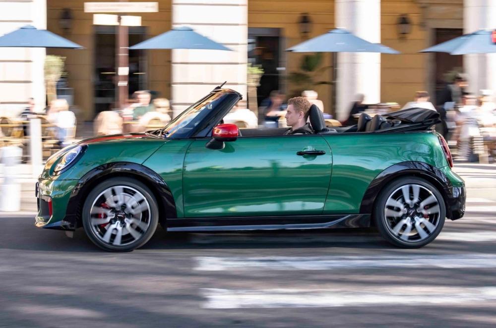 Mini Cooper Convertible side profile driving