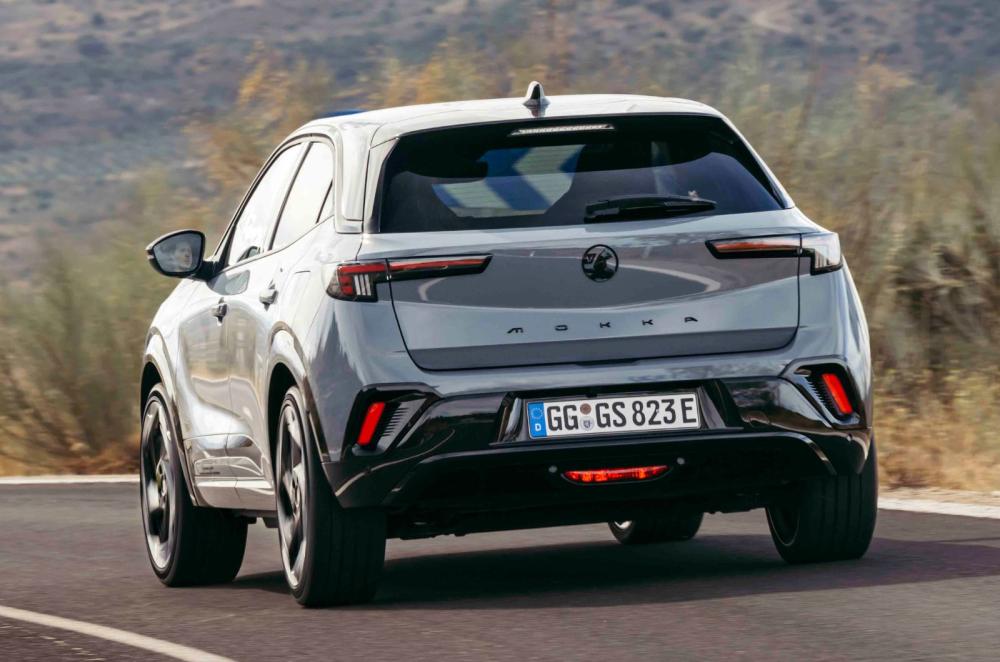 Vauxhall Mokka Electric GSE rear left driving 
