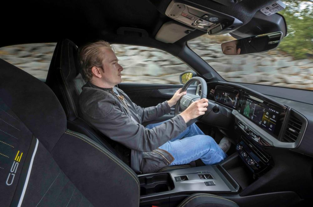 Vauxhall Mokka Electric GSE interior driving Oliver Young