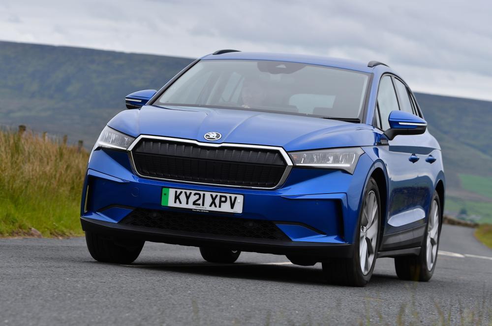 Used Skoda Enyaq 2021-present front cornering blue