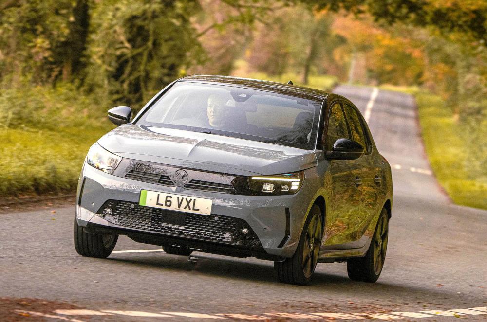 Grey Vauxhall Corsa Electric front cornering