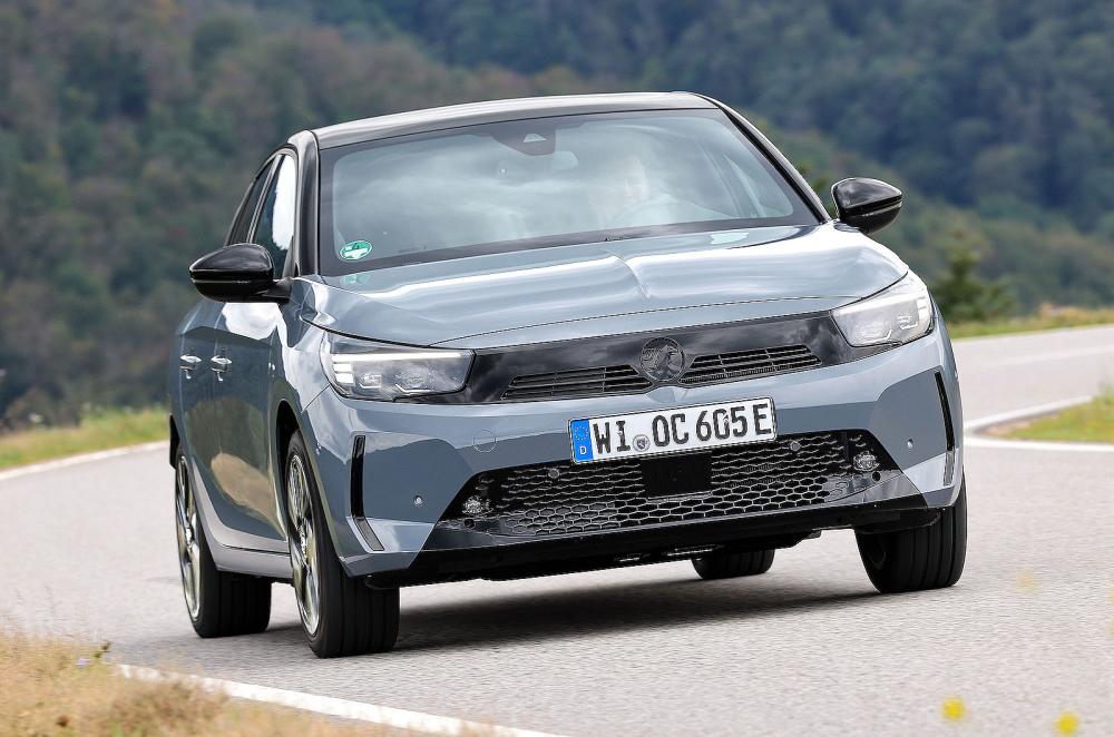 Grey Vauxhall Corsa Electric front cornering