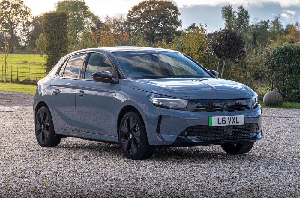 Grey Vauxhall Corsa Electric front right static