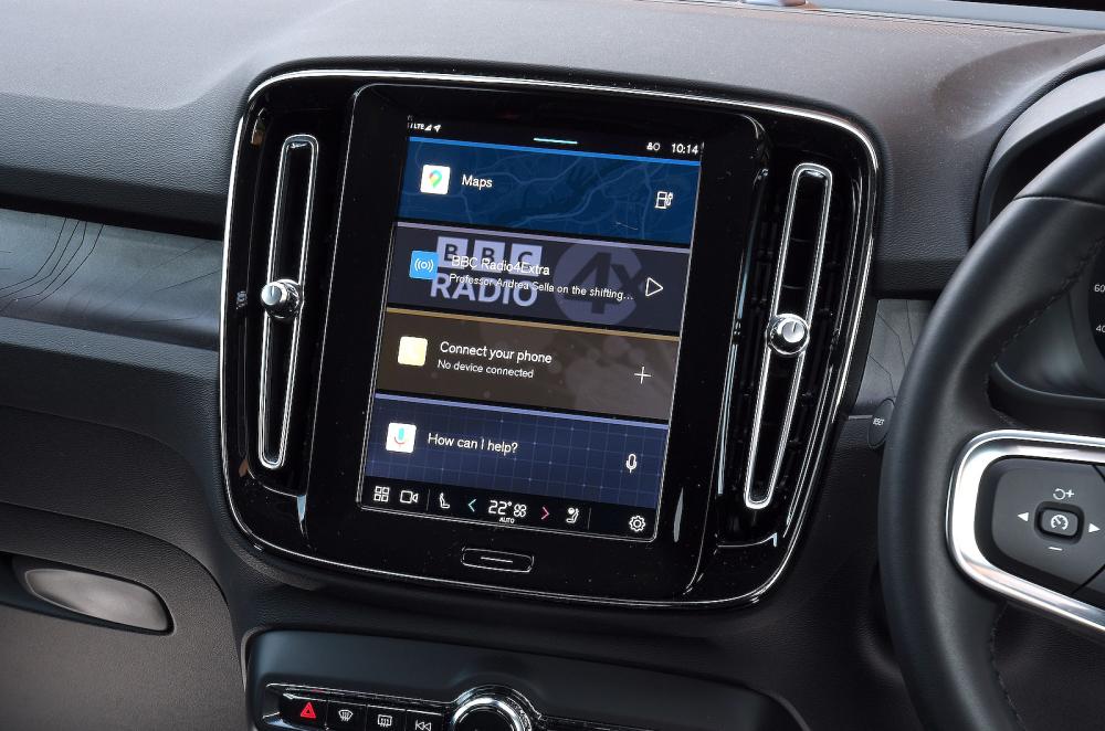 Volvo EC40 infotainment touchscreen