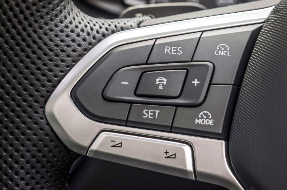 VW Passat interior steering wheel detail