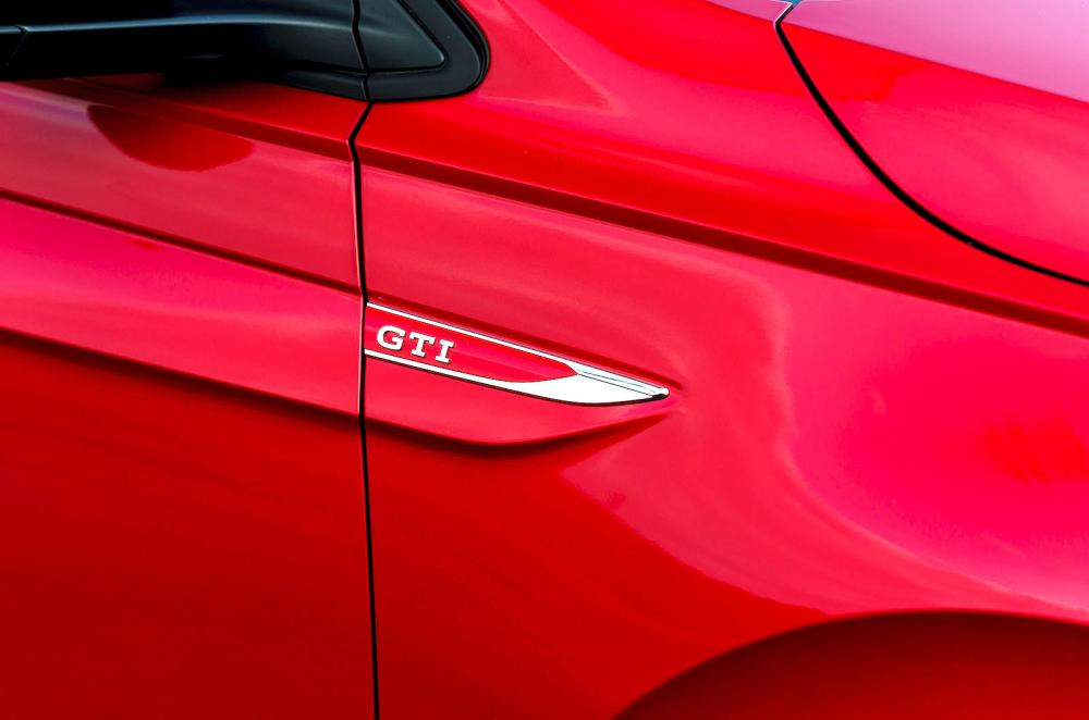 Red VW Polo GTI badge detail