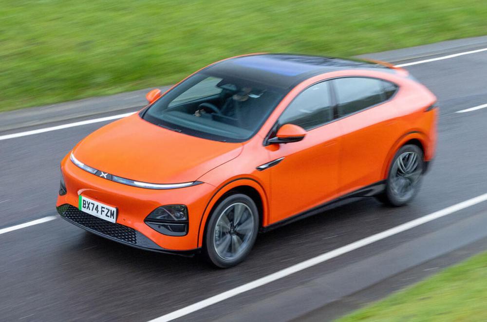 XPeng G6 front driving from up high