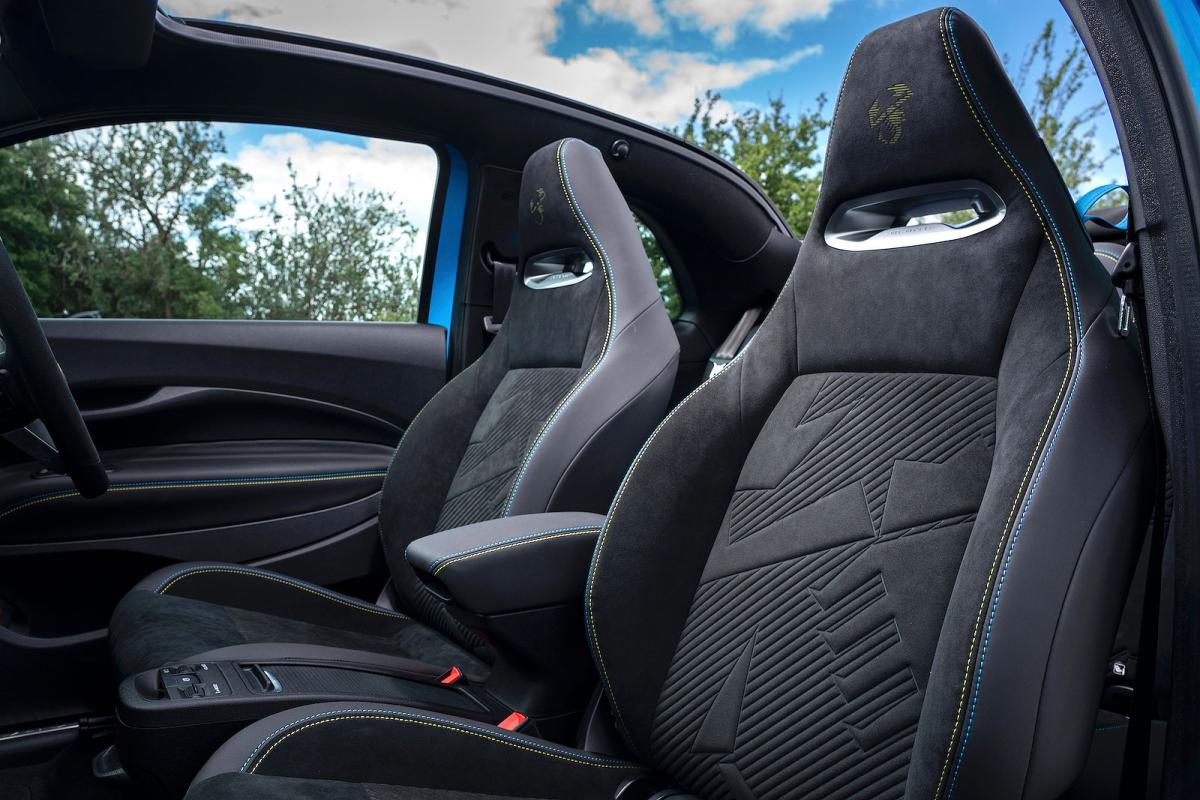 Abarth 500e Convertible interior with roof down