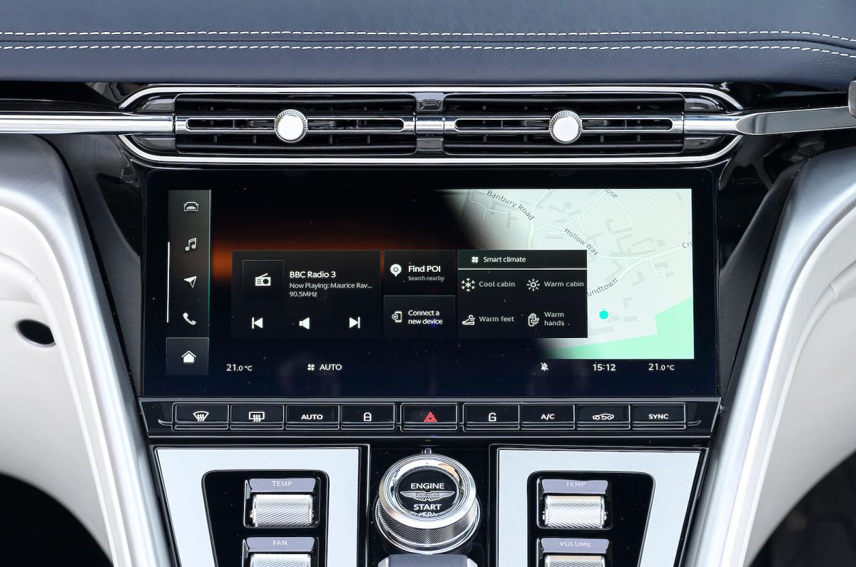 Aston Martin DB12 Volante infotainment touchscreen