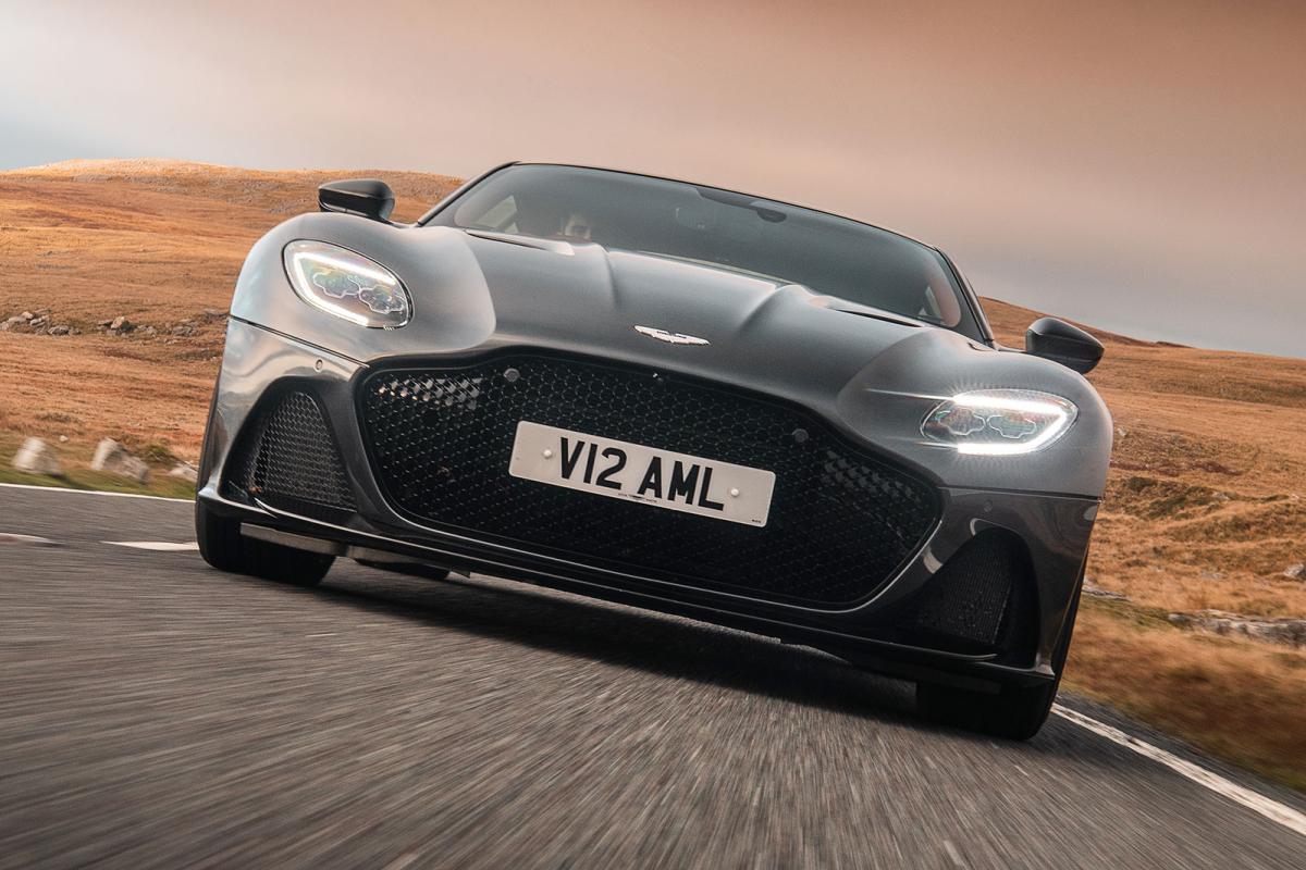 Aston Martin DBS Superleggera front driving shot