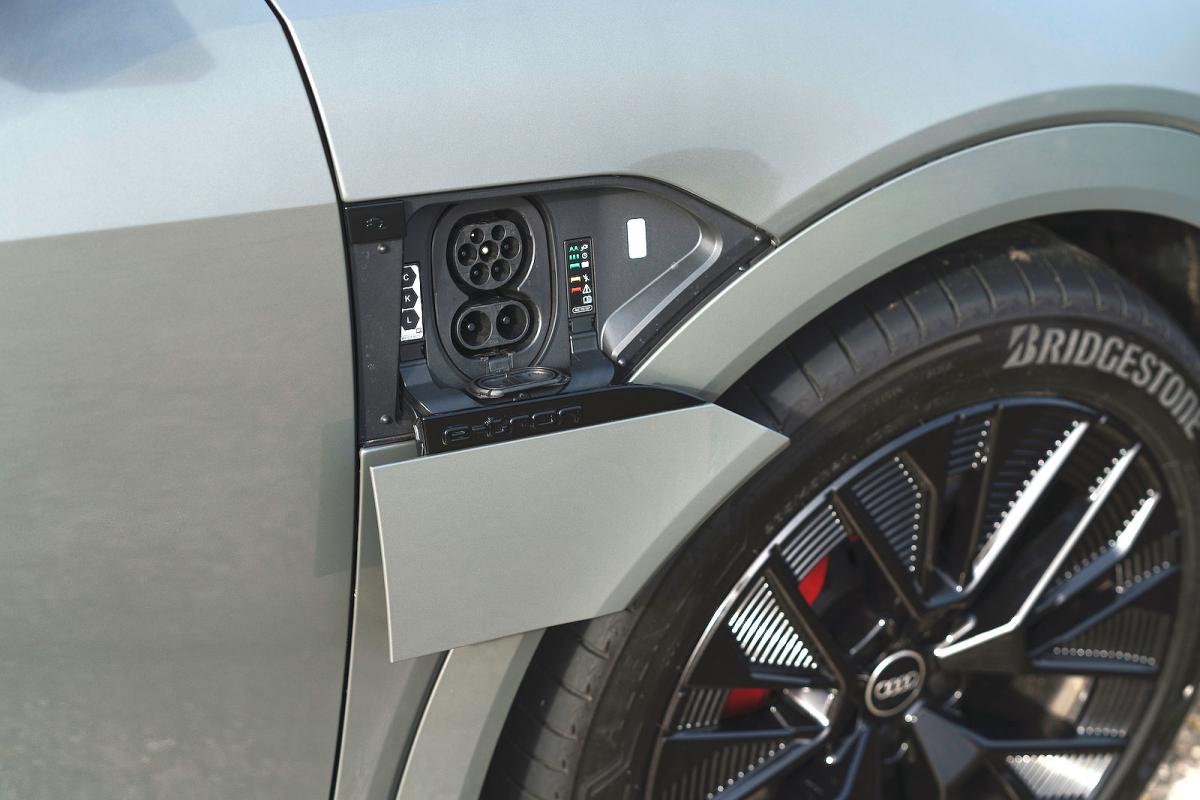 Audi Q8 e-tron charging socket detail