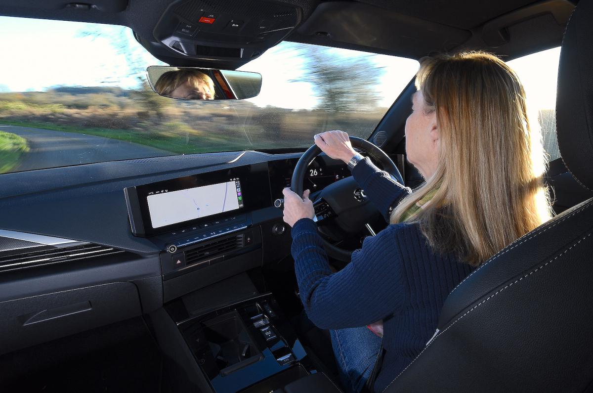 Claire Evans test driving Vauxhall Astra Sports Tourer Electric