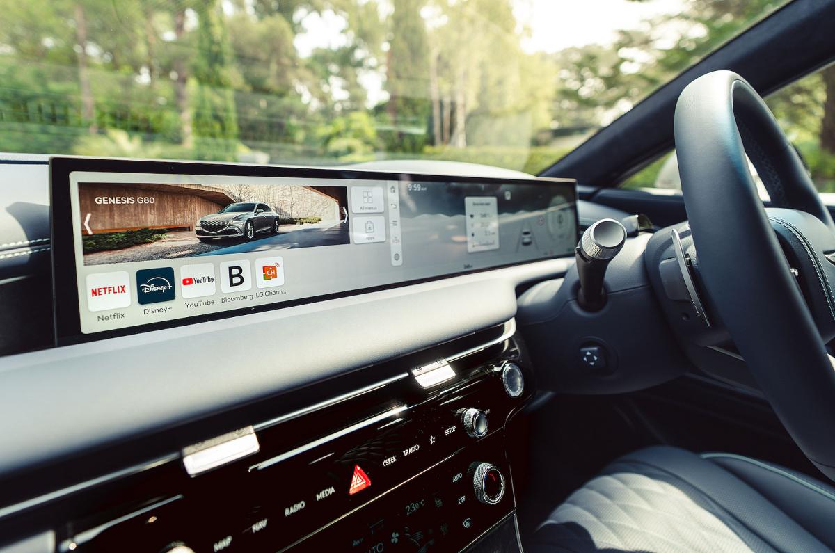 Genesis Electrified G80 steering wheel and screens