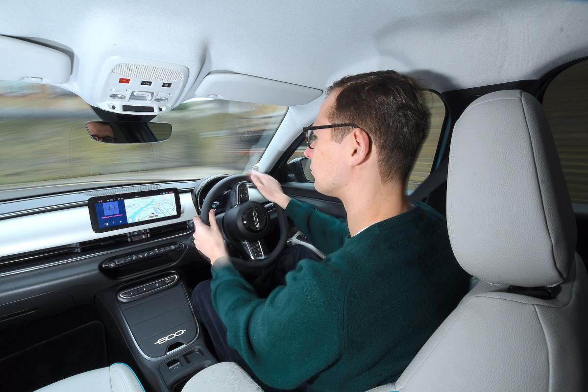 George Hill test driving Fiat 600