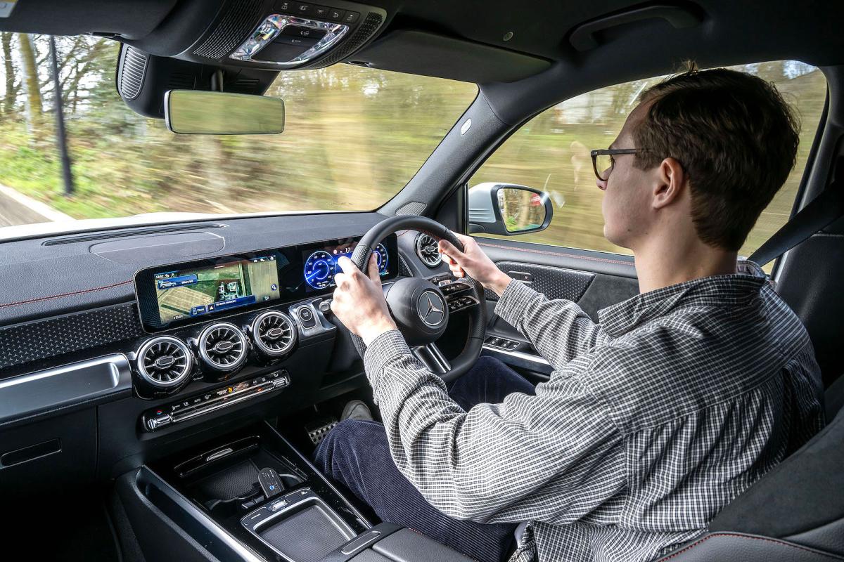 George Hill test driving Mercedes EQB