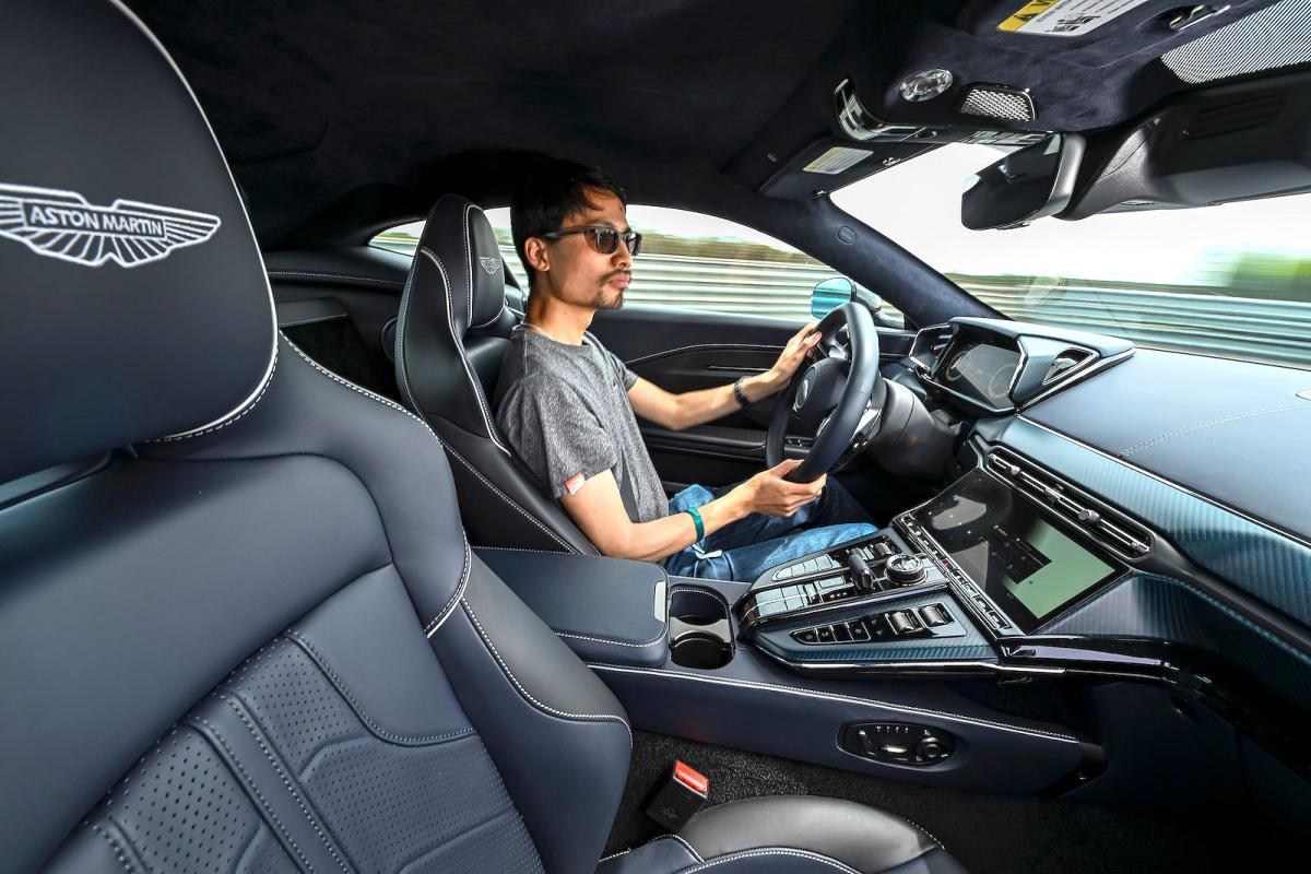 Lawrence Cheung test driving Aston Martin Vantage