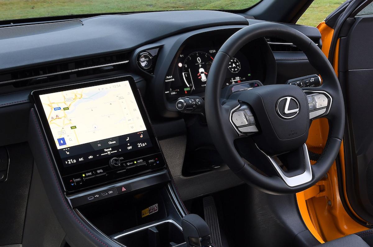 Lexus LBX steering wheel and screens