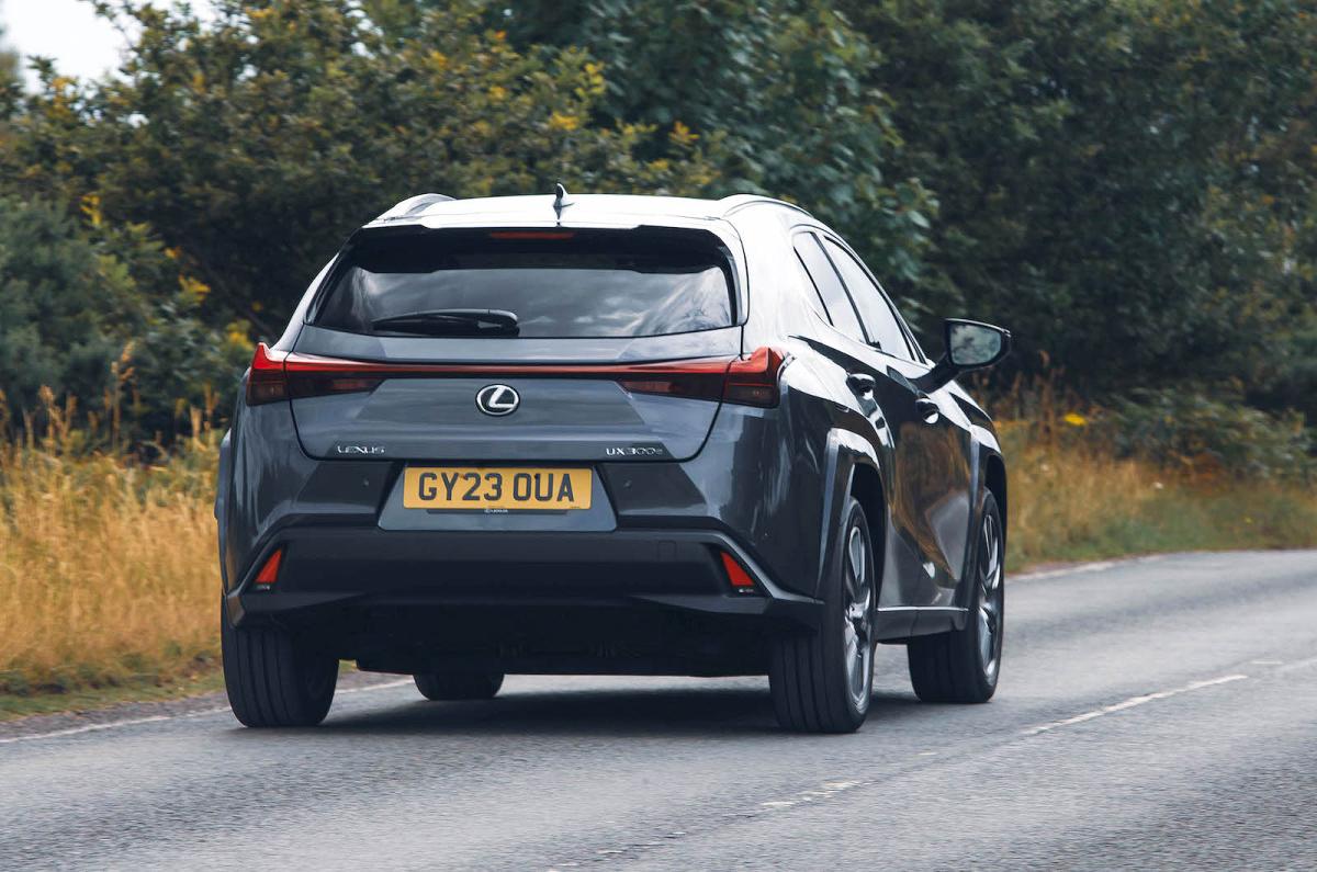Lexus UX 300e rear right driving