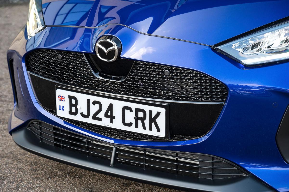 Blue Mazda 2 Hybrid grille detail