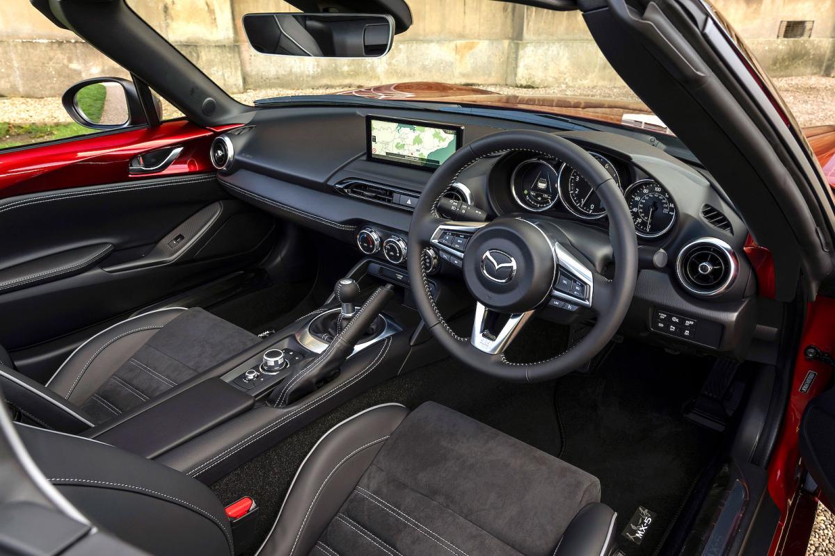 Red Mazda MX-5 Roadster interior