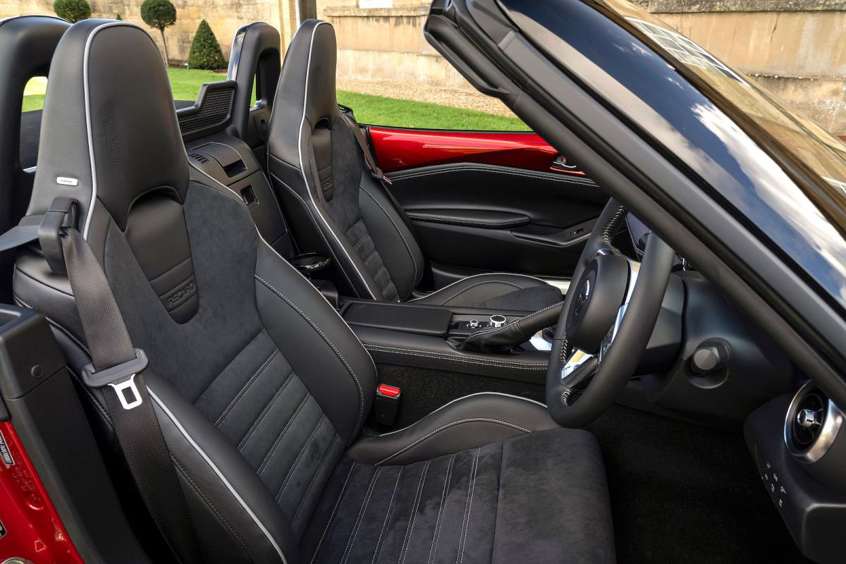 Red Mazda MX-5 Roadster interior seats