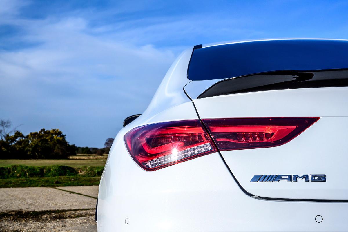 White Mercedes-AMG CLA 45 S rear lights
