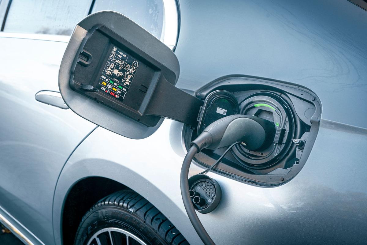 Mercedes E-Class E300e PHEV charging socket