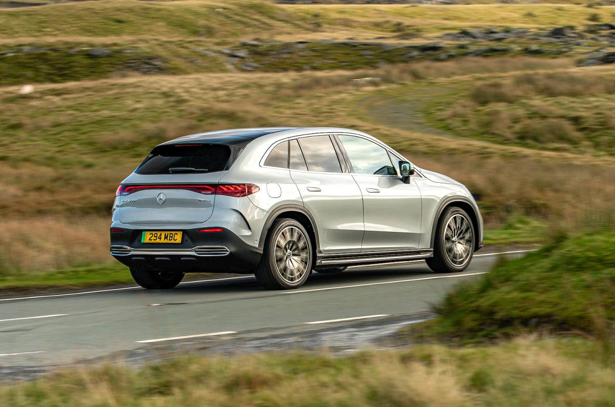 Mercedes EQE SUV rear right driving