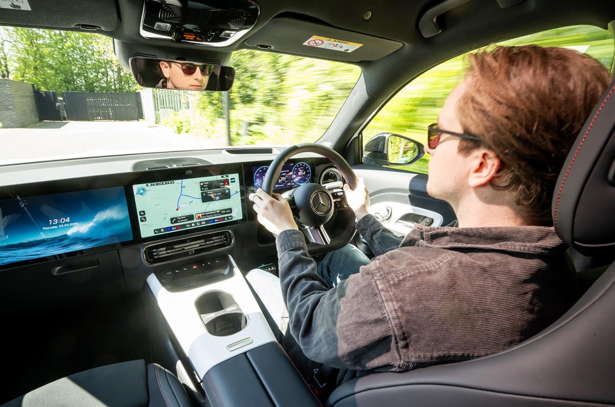 Oliver Young driving the Mercedes GLB