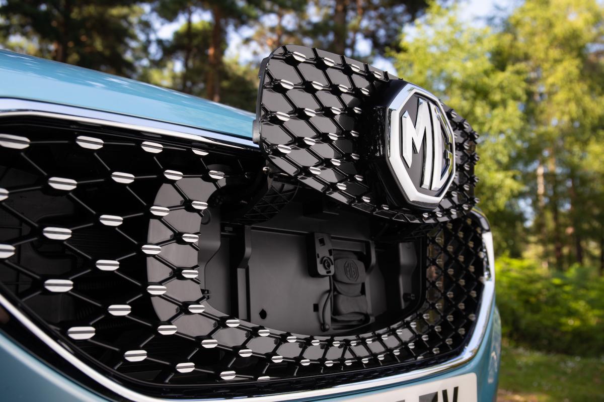 MG ZS EV charging socket detail