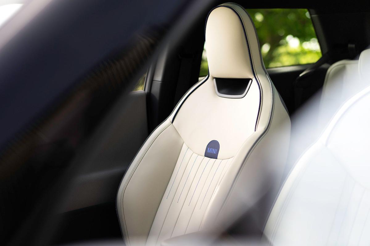 Mini Cooper Electric front seat detail