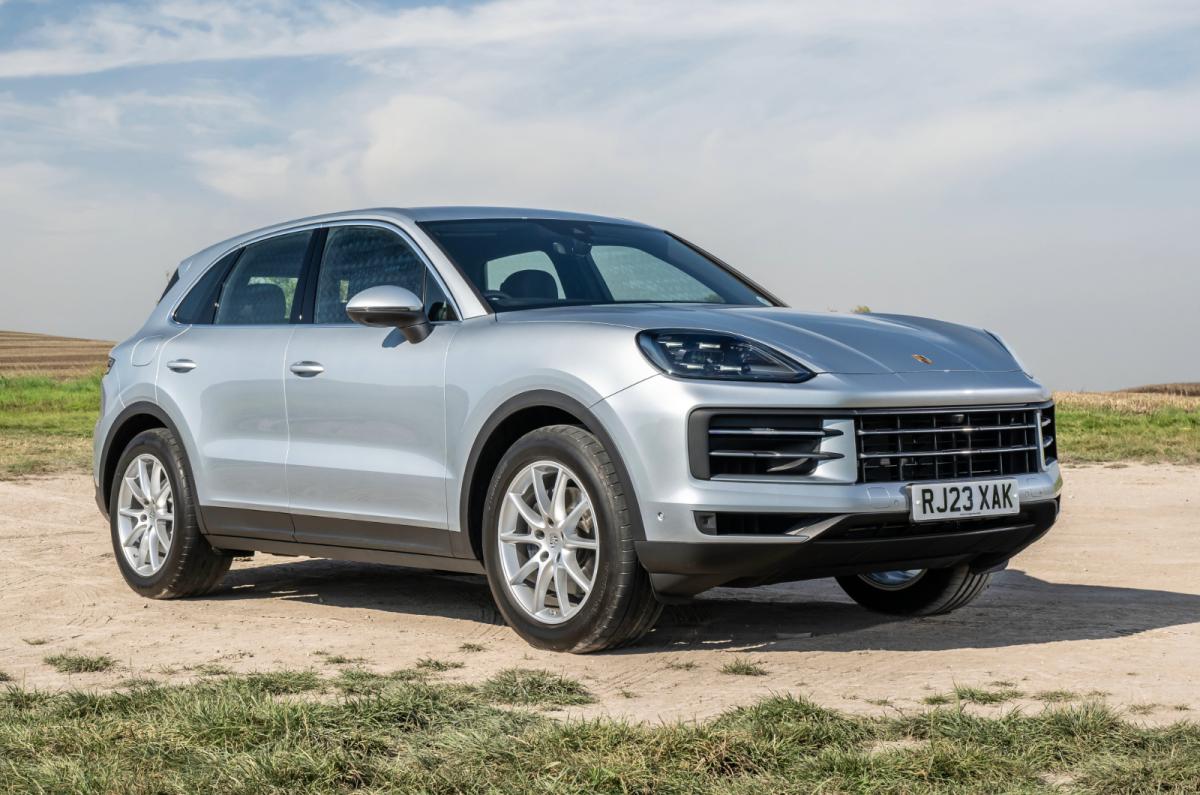 Silver Porsche Cayenne front right static