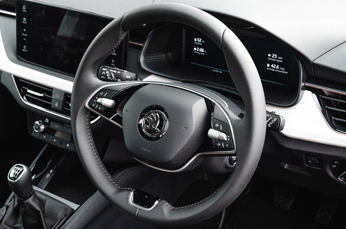 Skoda Scala steering wheel and screens