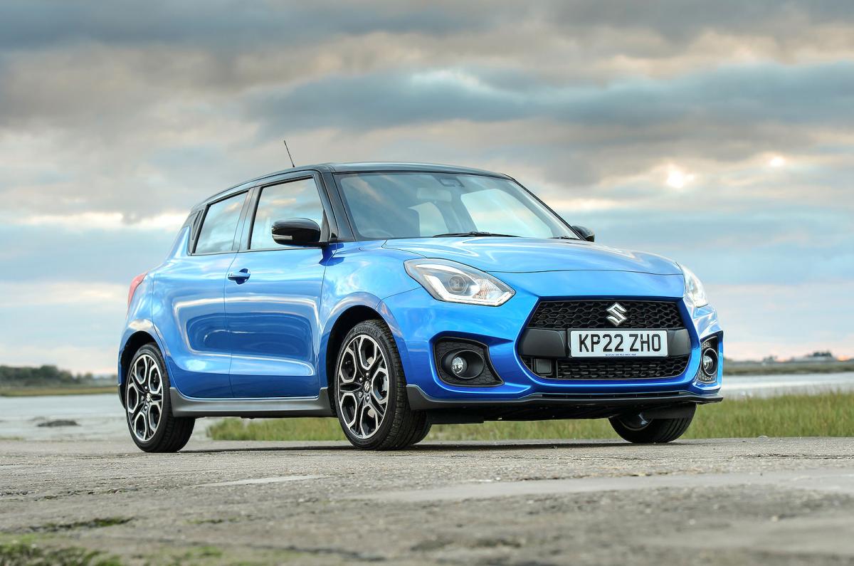 Blue Suzuki Swift Sport front right static