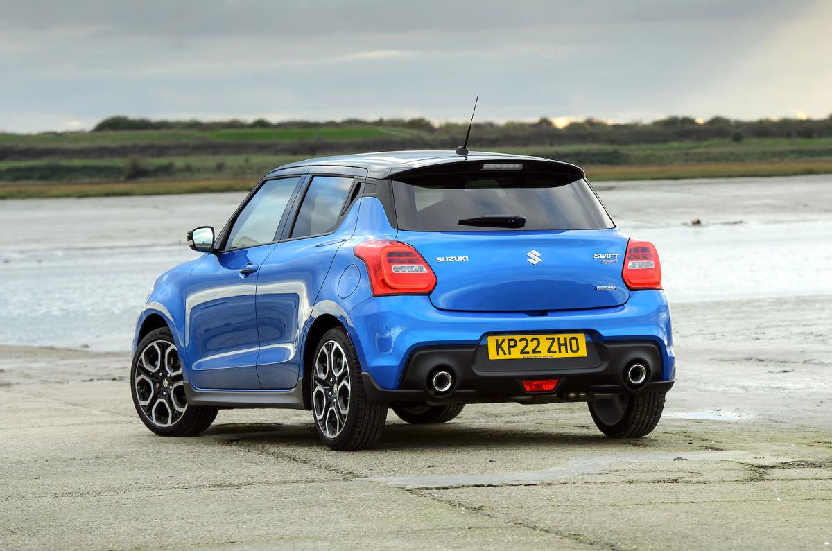 Blue Suzuki Swift Sport rear left static