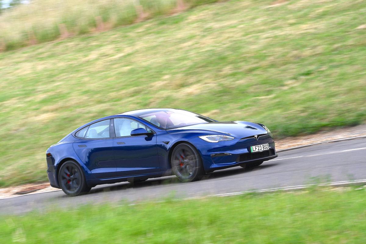 Tesla Model S front right driving