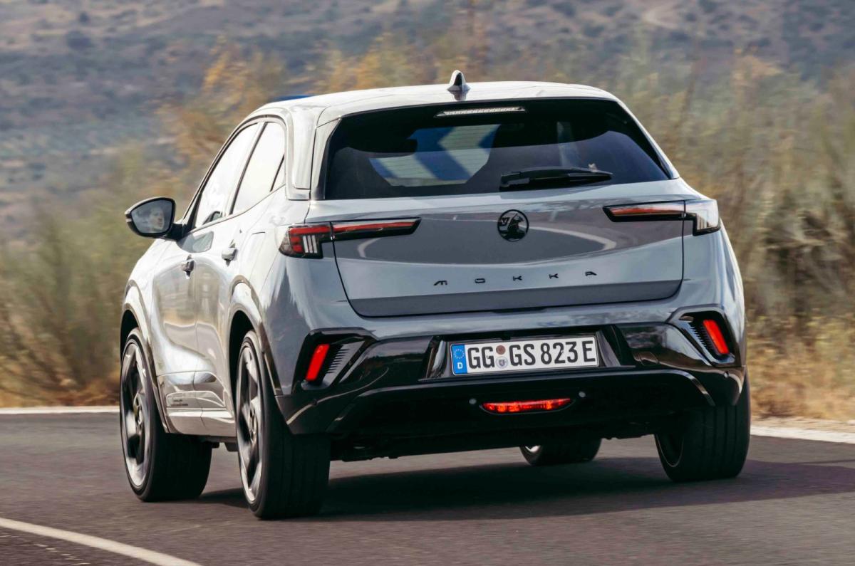 Vauxhall Mokka Electric GSE rear left driving 
