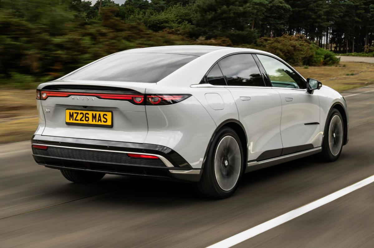 Mazda 6e driving rear