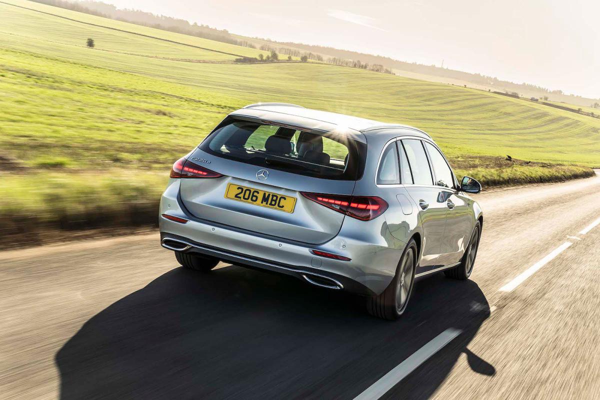 Used Mercedes C-Class Estate 2021-present rear driving silver